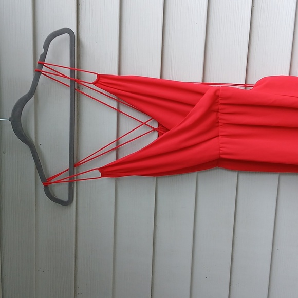 Alice + Olivia Susana Strappy Faux Wrap High Low Red Dress with Belt - Picture 6 of 8